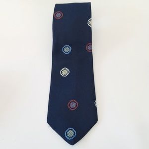 VINTAGE 1970’s WIDE Men’s Tie Navy Blue with geometric design